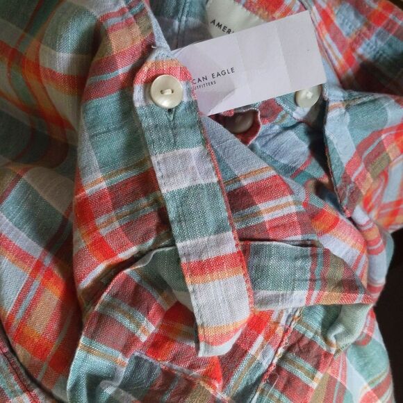 5/$55 American Eagle Outfitters NWT oversized button down plaid blouse S - Picture 8 of 12